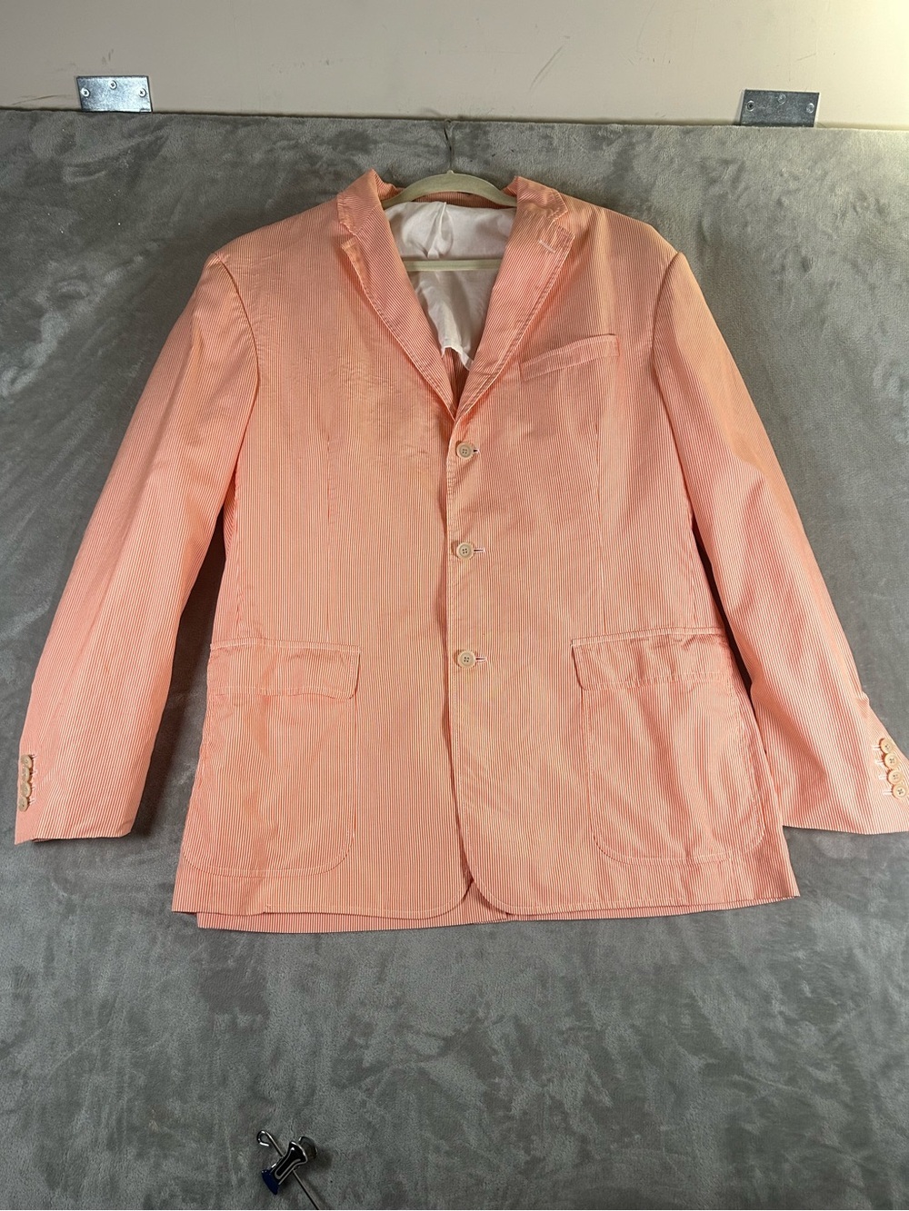 Vintage Made in Italy Polo Ralph Lauren Seersucker Blazer Peach striped Jacket